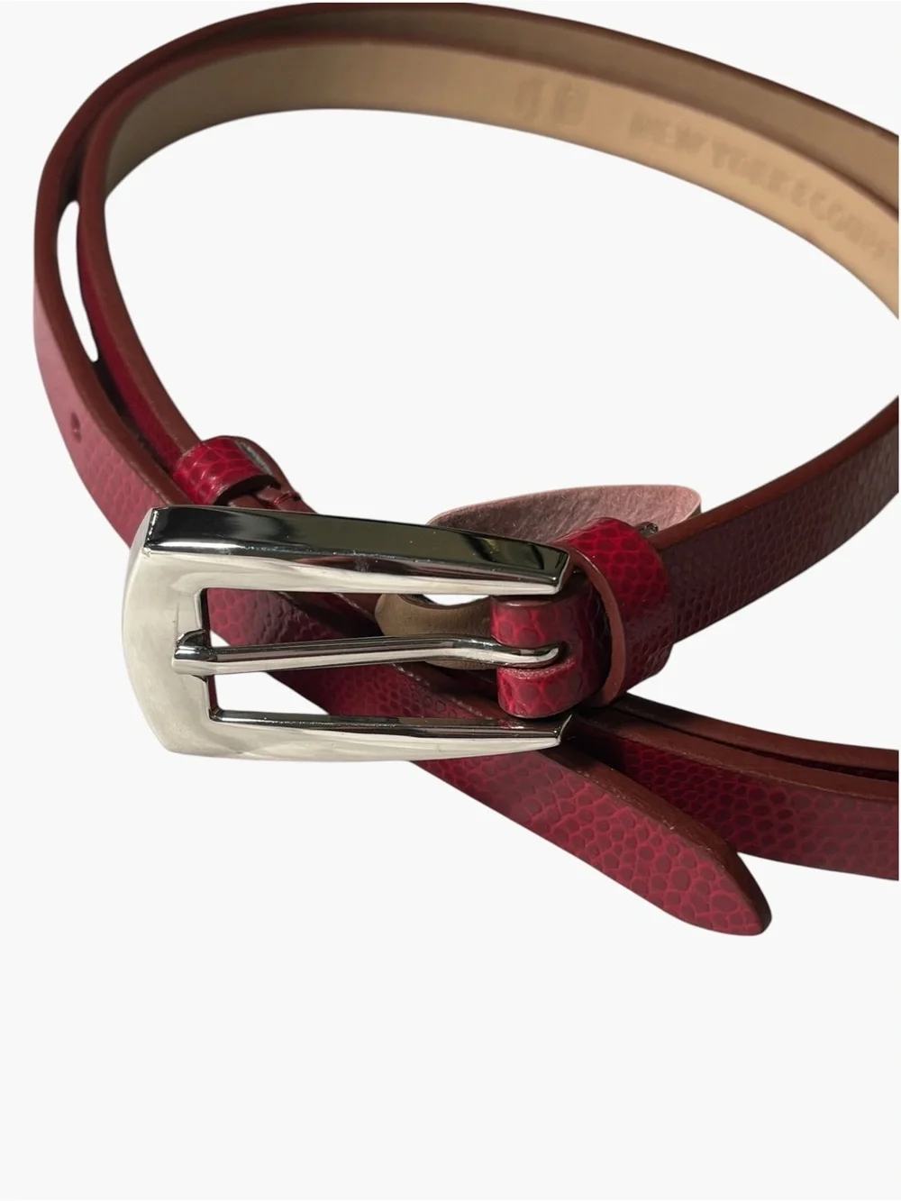 New York & Company Red Snakeskin Adjustable Belt Size S/M